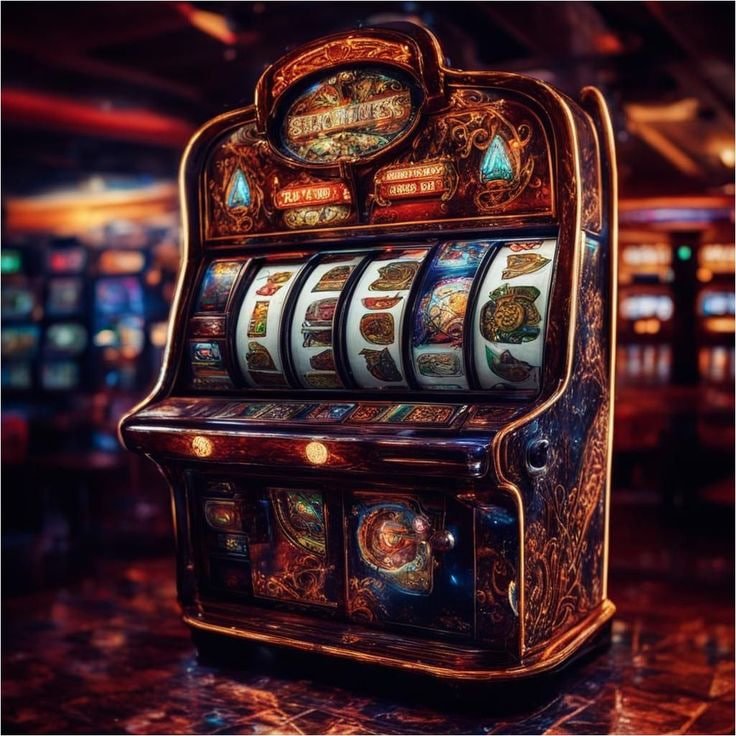 Ilustrasi gameplay slot online terbaru dan terbaik di gta777 dengan tema warna neon